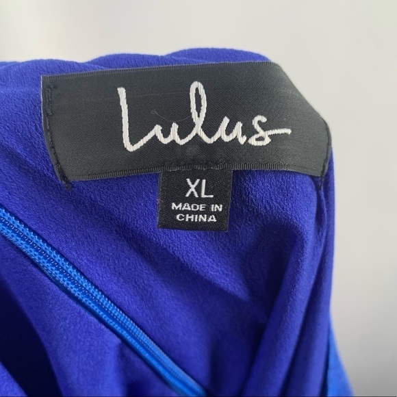 Lulus Lisette Satin One-Shoulder Mini Dress in Cobalt Blue Size Extra Large - Picture 6 of 8